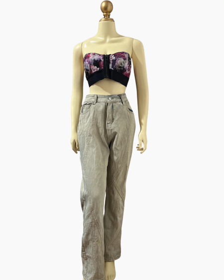 Beige Utility-Style Cargo Pants