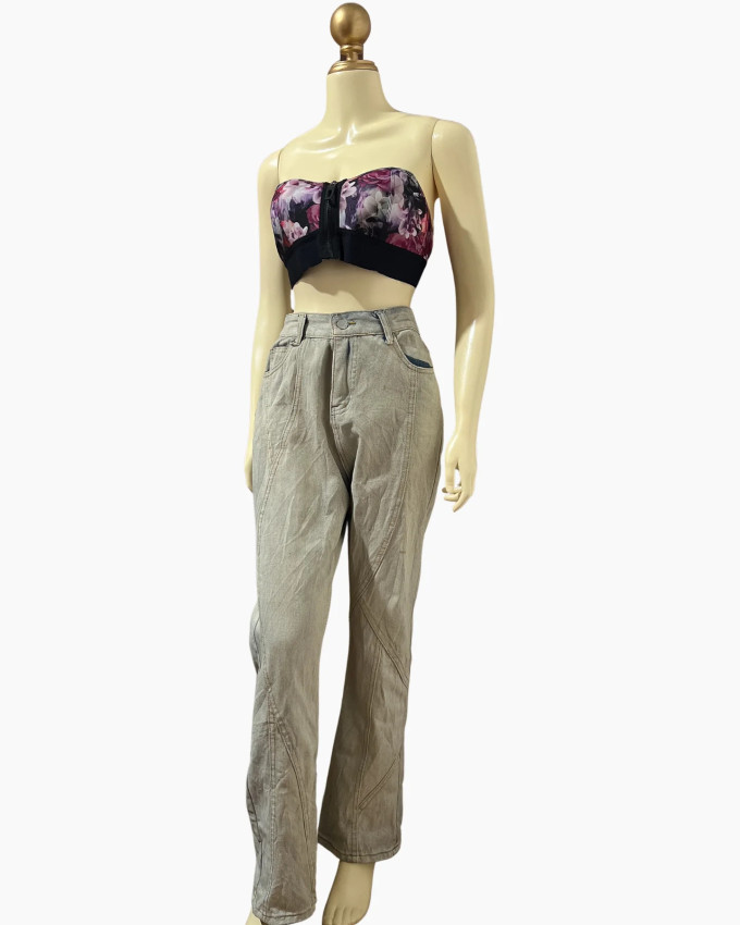 Beige Utility-Style Cargo Pants