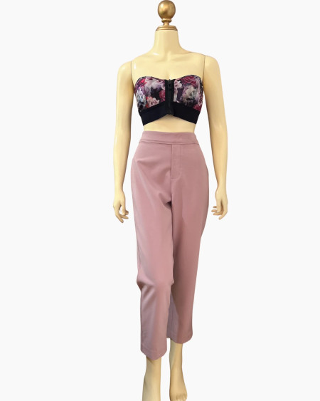 Rose-Dust Tailored Ankle Trousers