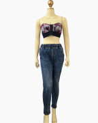 Elastic Waist Distressed Skinny Jeans