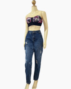 Distressed High-Waist Mom Jeans