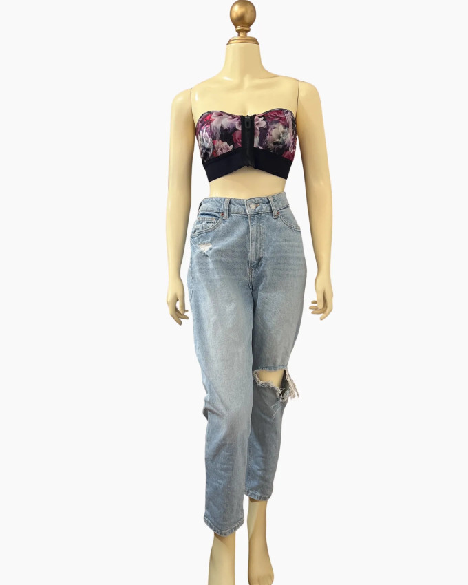 Light-Wash Ripped Mom Jeans