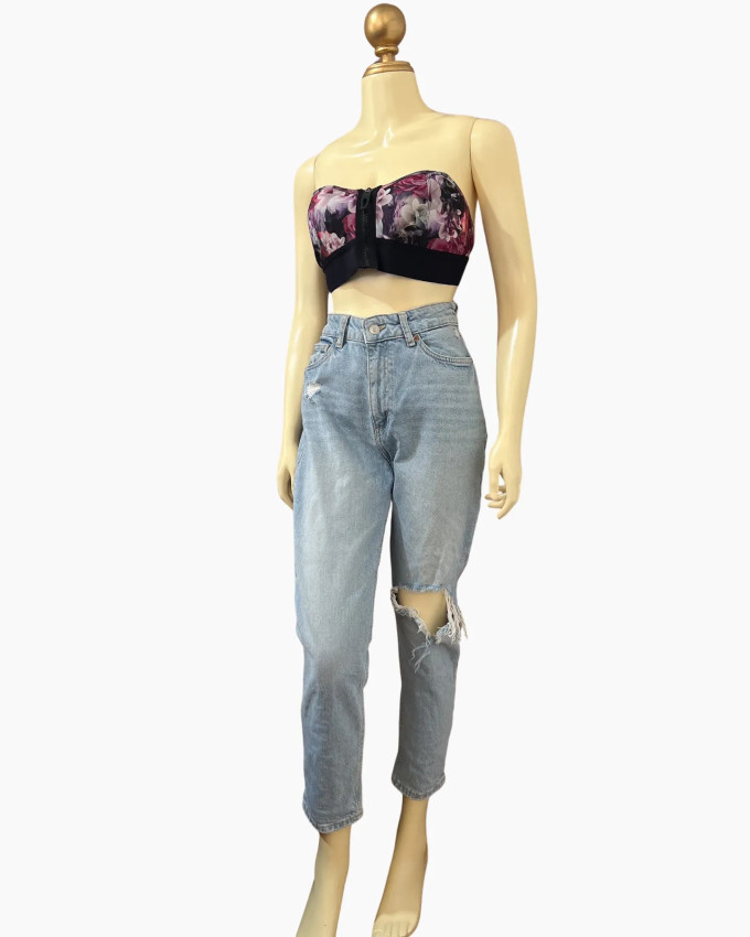 Light-Wash Ripped Mom Jeans