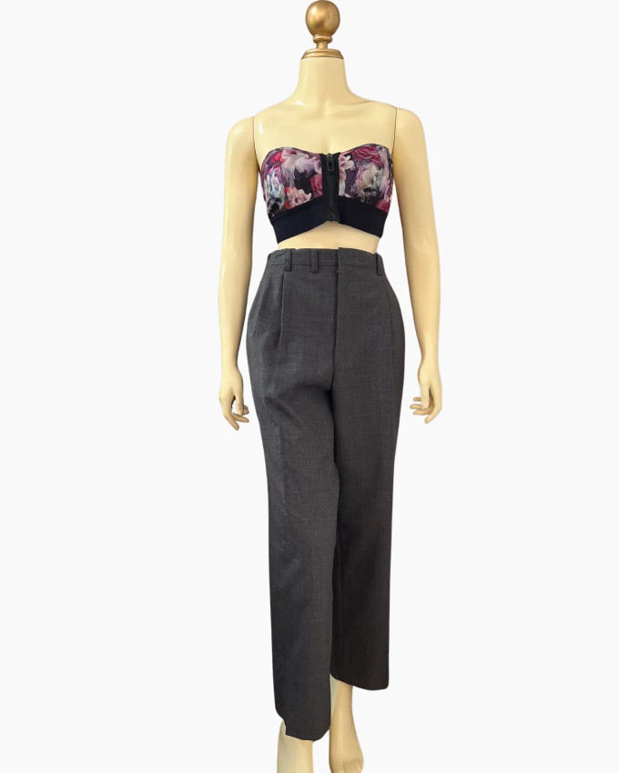 Charcoal High-Waisted Tailored Trousers