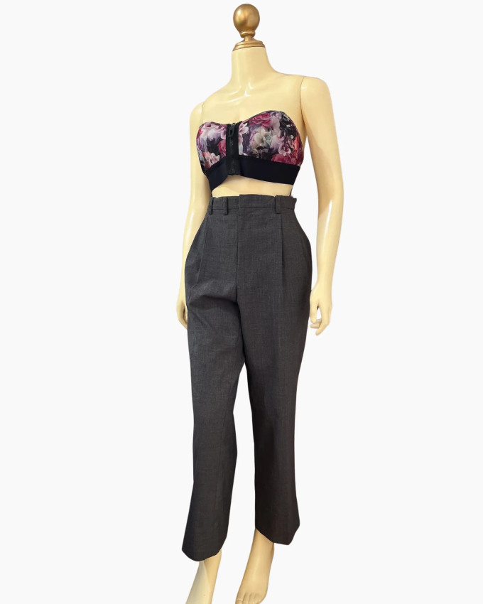 Charcoal High-Waisted Tailored Trousers