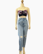 Distressed Light-Wash Straight Jeans