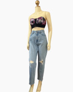 Distressed Light-Wash Straight Jeans