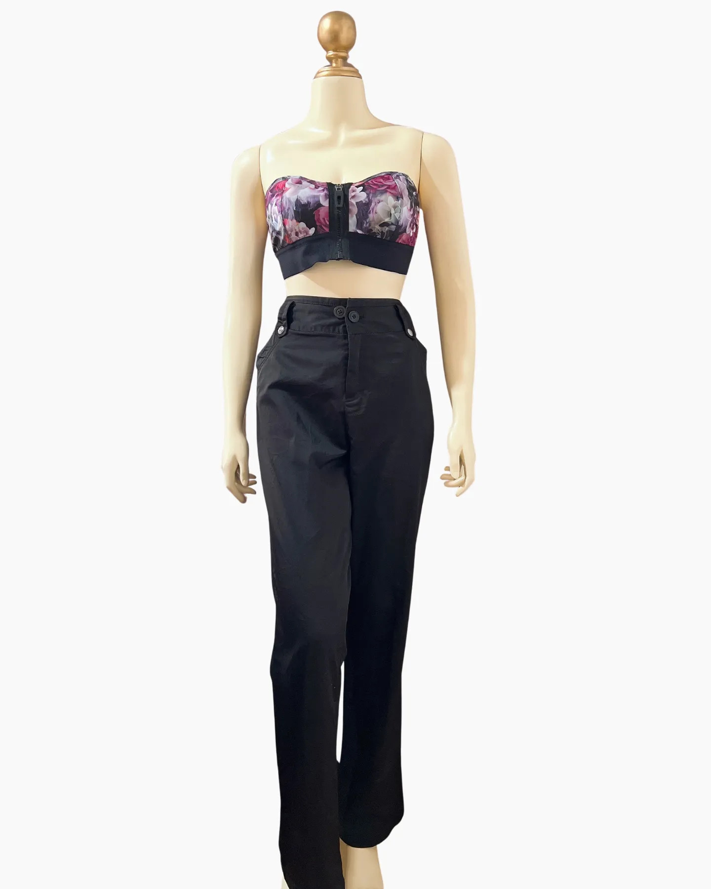 Black High-Waist Straight-Leg Utility Pants Black High-Waist Straight-Leg Utility Pants