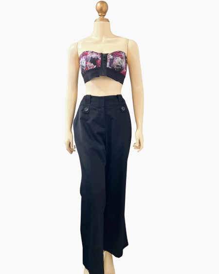 High-Waisted Black Wide-Leg Trousers
