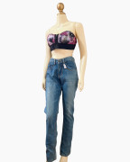 High-Rise Straight-Leg Blue Jeans