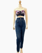 High-Rise Triple-Button Skinny Jeans