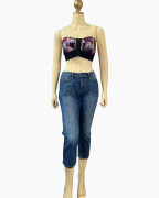 Mid-Wash Cropped Straight-Leg Jeans