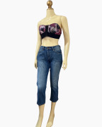 Mid-Wash Cropped Straight-Leg Jeans