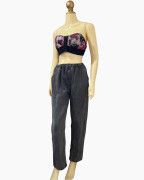 Black Washed Elastic-Waist Relaxed Jeans