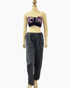 Black Washed Elastic-Waist Relaxed Jeans